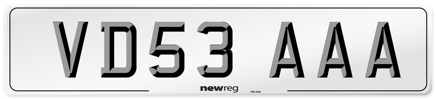 VD53 AAA Number Plate from New Reg